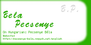 bela pecsenye business card